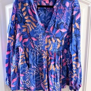 Lilly Pulitzer Blue and Pink Floral Blouse